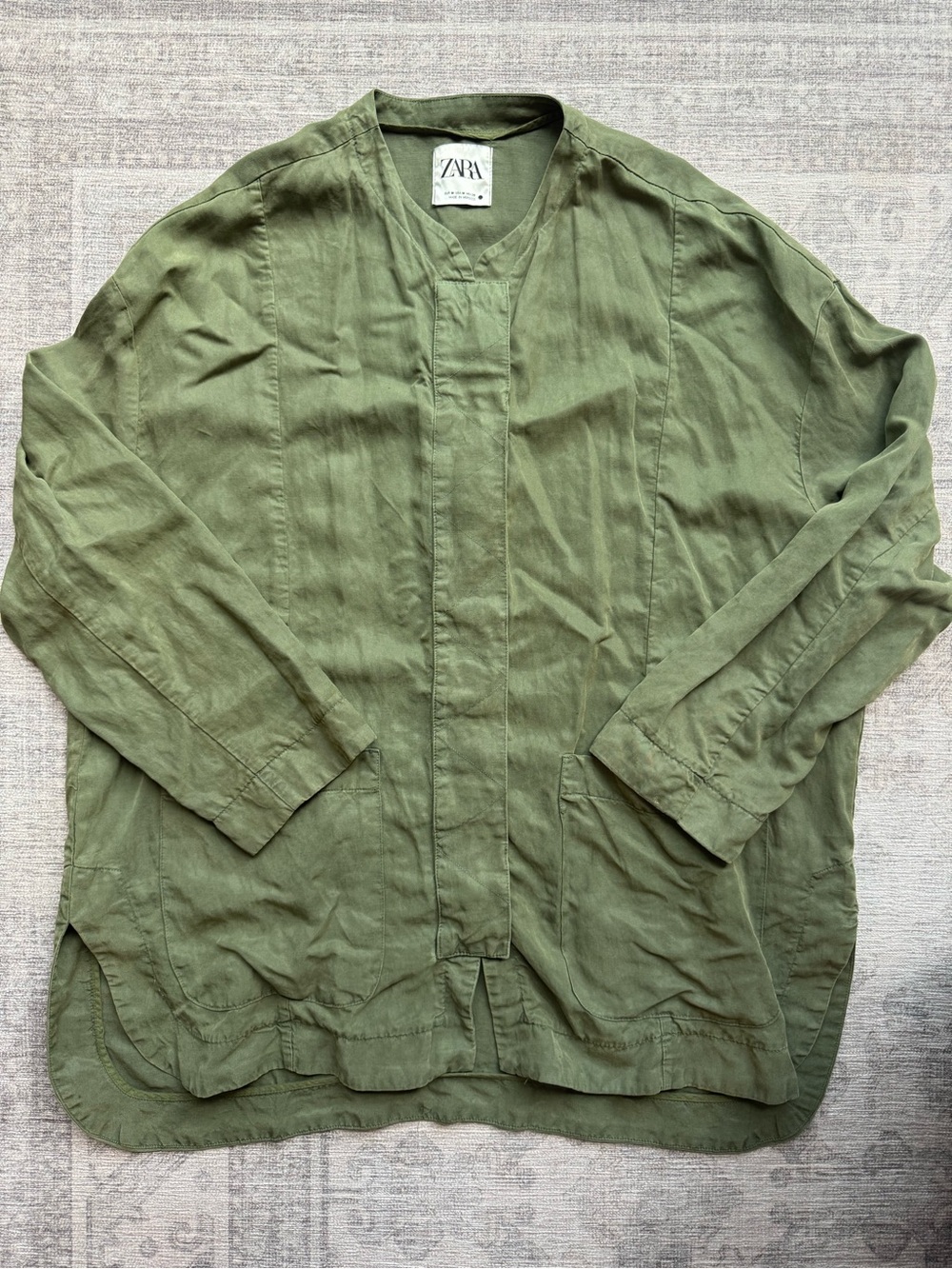 Zara Army Green Button Up Shirt Jacket